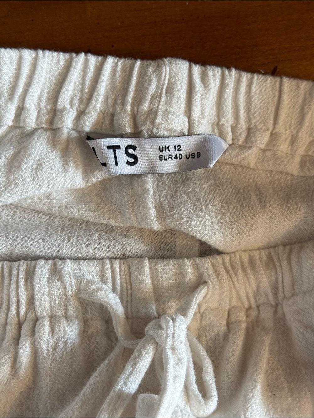 White Drawstring Wide-Leg Trousers - Picture 6 of 6